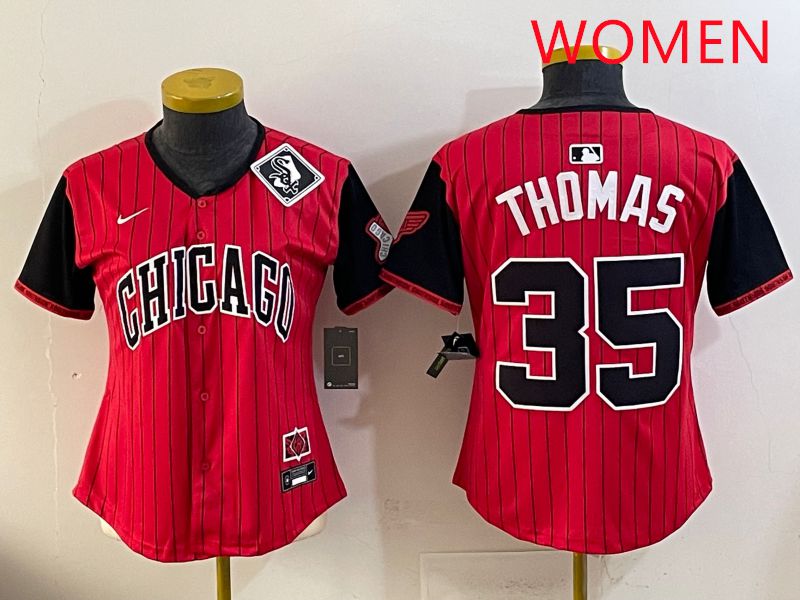 Women 2025 Chicago White Sox #35 Thomas Red Joint Name Nike MLB Jersey style 14